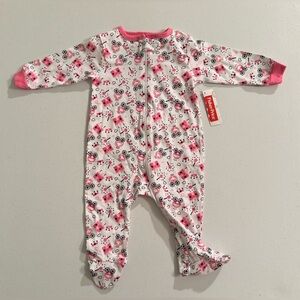 Fisher-Price Long Sleeve Footed Pajamas Pink Princess Print 0-3 Months NWT